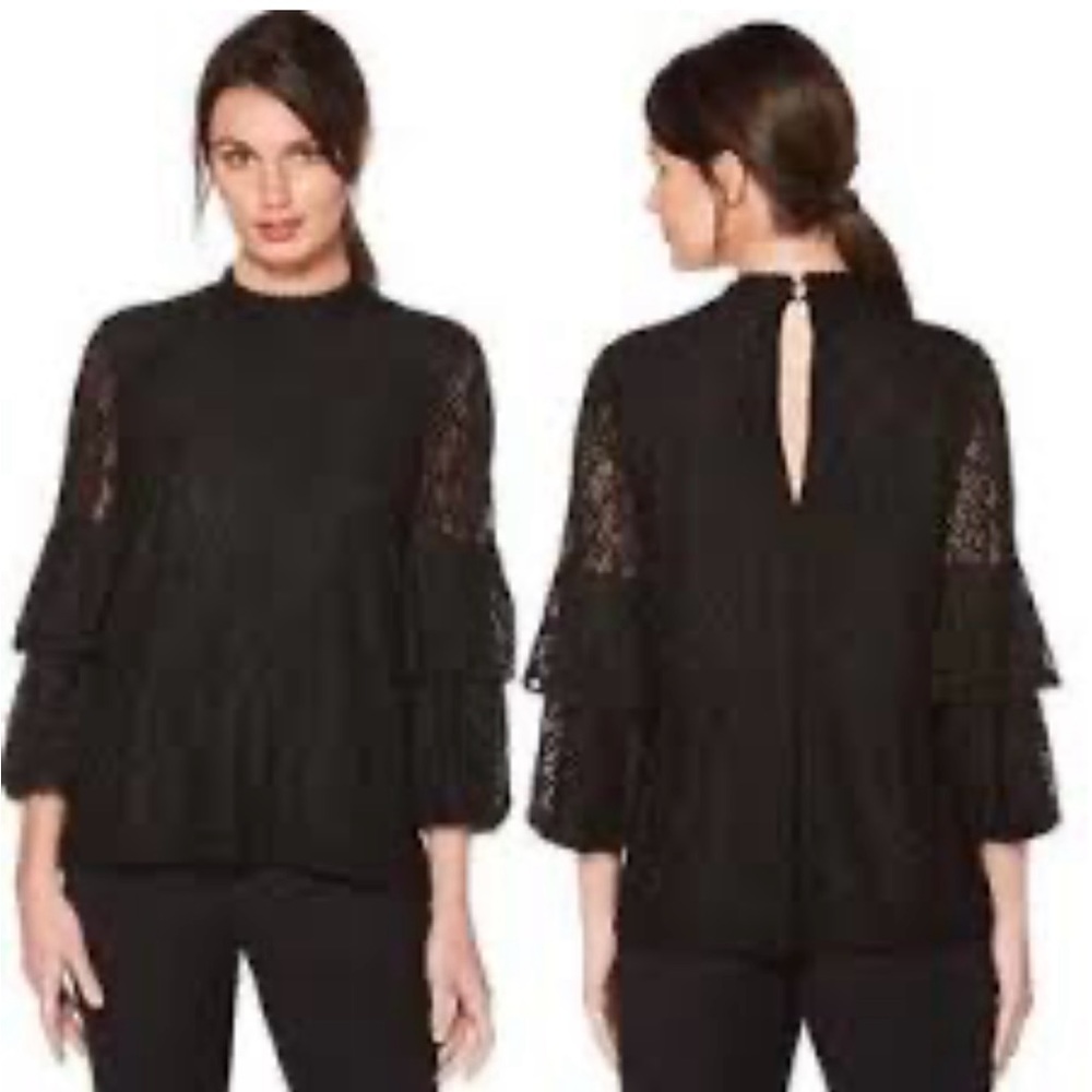 Women’s M Laundry by Shelli Segal‎ Black Lined Lace Blouse